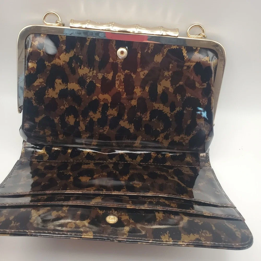 Elaine Turner Clutch‎ Purse Clasp Animal Print Organizer Chain Strap Formal Vtg